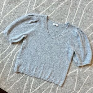 Nine West Light Grey Short Puff Sleeve Sweater